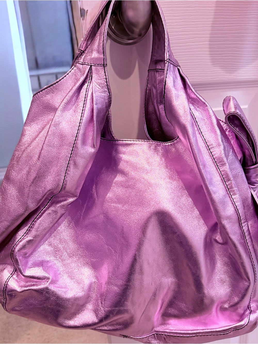 Valentino Garavani Metallic Purple Tote Bag - Picture 4 of 12